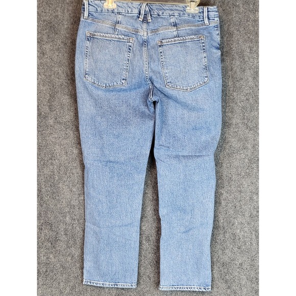 Good American Good Icon Distressed Boyfriend Jeans Size 14 Light Wash Denim - Picture 2 of 11